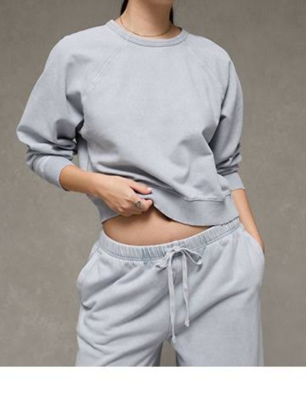 ROSIO Tracksuit Cropped Set Sweatshirt Pants Wide Legs Long Sleeve Grey Various